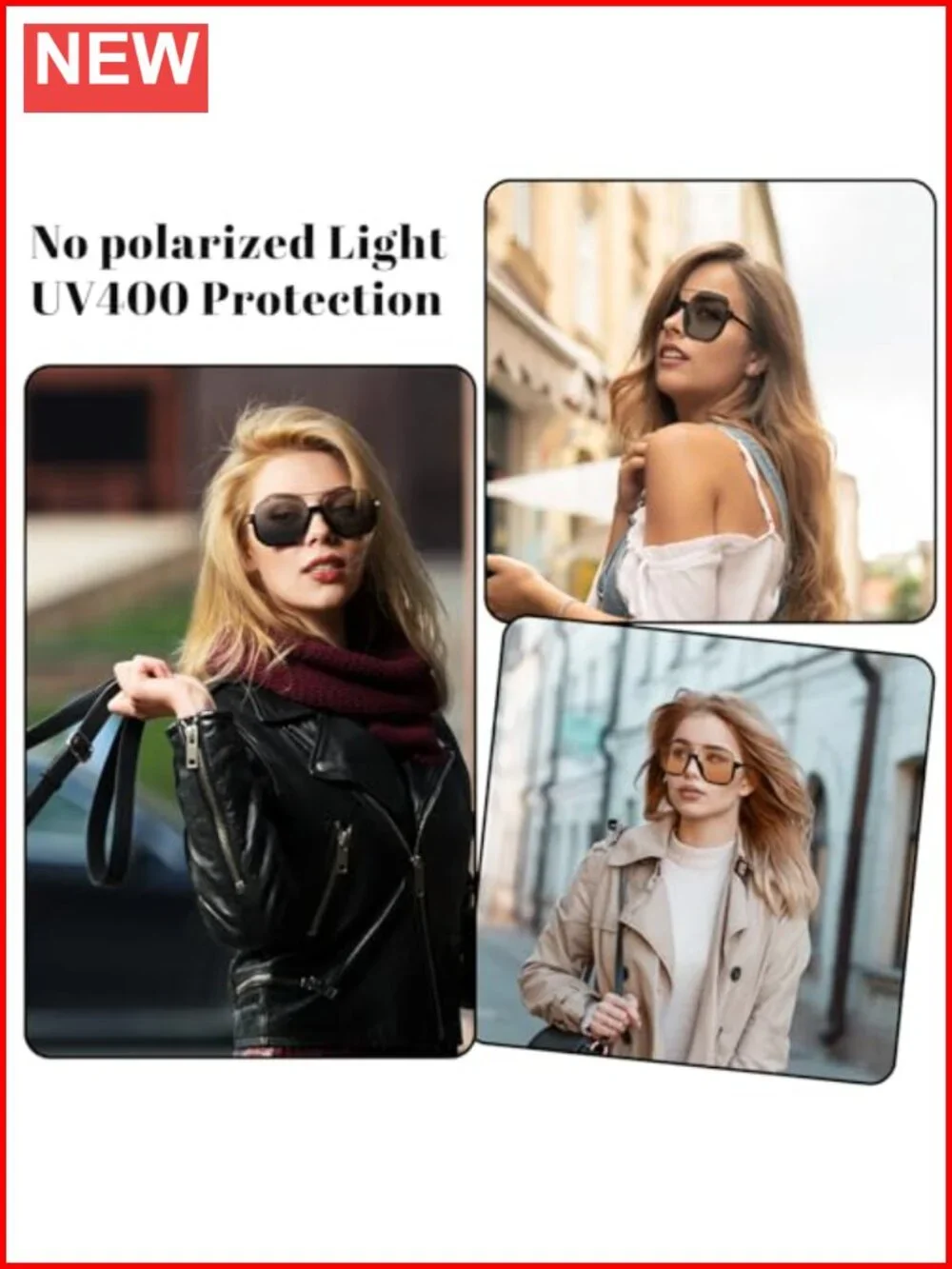 3 Pcs Retro Oversized Aviator Sunglasses Square Semi Rimless UV Protection